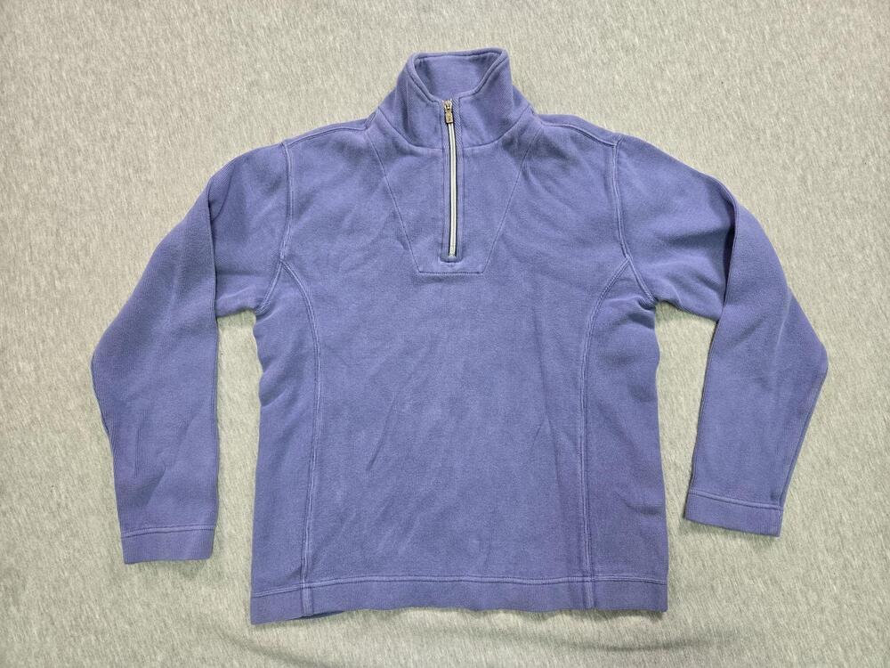 Tommy Bahama Sweater Womens Small Blue 1/4 Zip Stretch Fleece Mock Neck Pullover